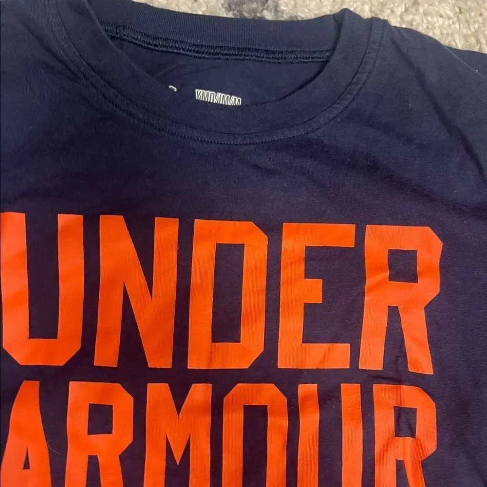 Under Armour youth t-shirt, navy and orange, youth medium
